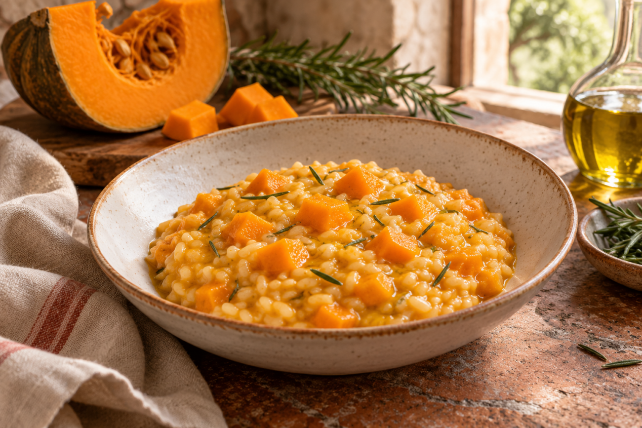 Riso cremoso alla zucca e rosmarino